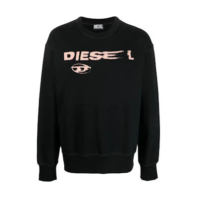 Diesel Black Crewneck Sweatshirt with Solid Color Letter Print A090210EJAB-900