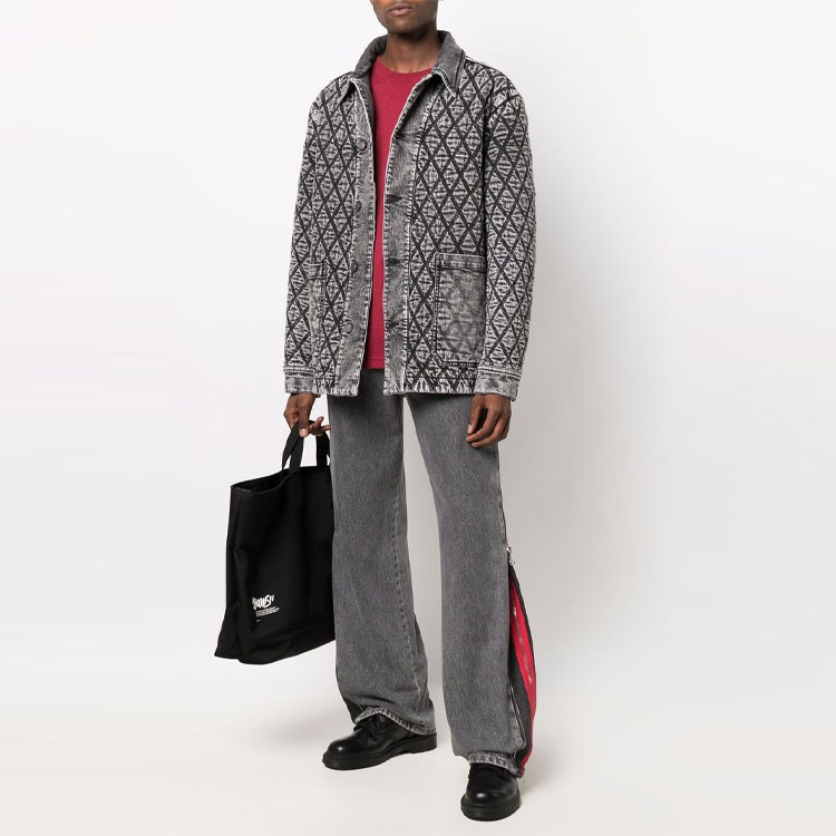 Purchase DIESEL Jaket Denim Hitam dengan Sulaman Logo Berlian. A056480ELAR8AF