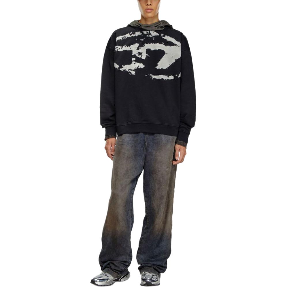 Shop Diesel 黑色圖案印花圓領長袖休閒上衣 A130510DQAK-9XX