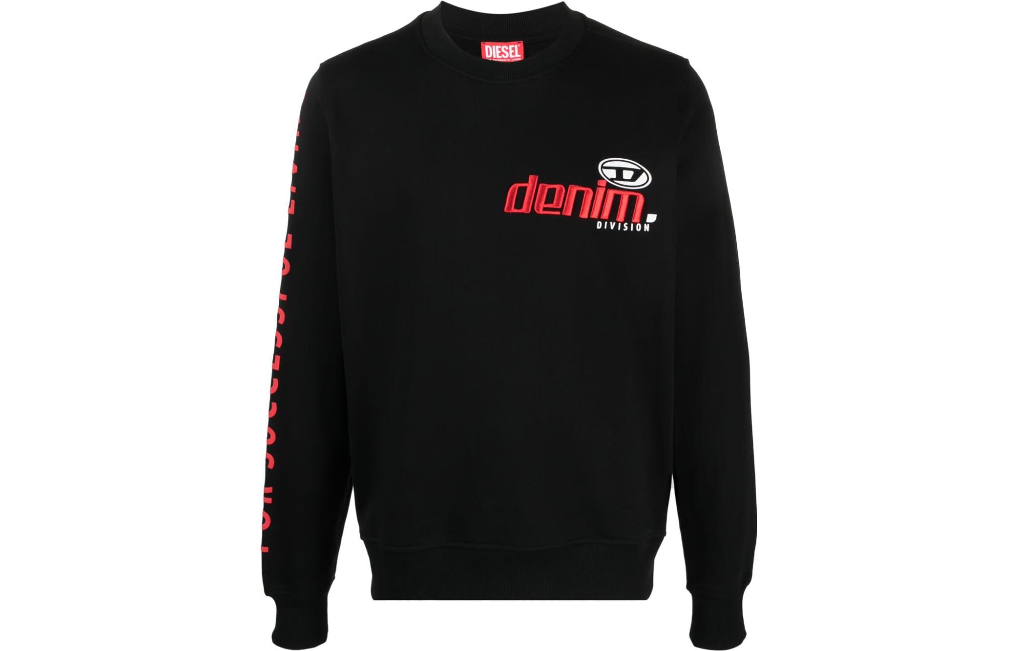 Diesel Black Graphic Print Pullover Crewneck Sweatshirt Long Sleeve A113210JFAV-BLACK