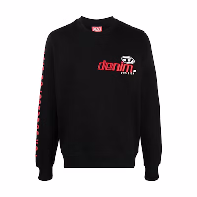 Diesel Black Graphic Print Pullover Crewneck Sweatshirt Long Sleeve A113210JFAV-BLACK