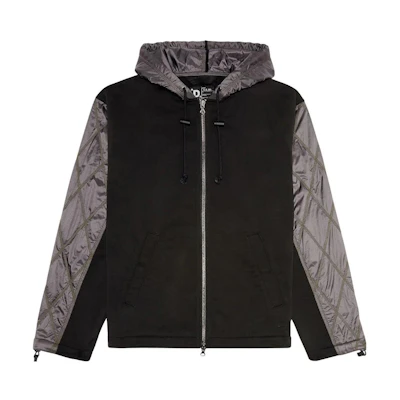 Diesel Black Grey Patchwork Hooded Long Sleeve Jacket A104970CKAM