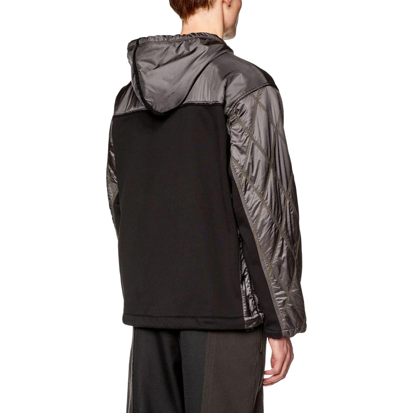 Purchase Diesel Black Grey Patchwork Hooded Long Sleeve Jacket A104970CKAM