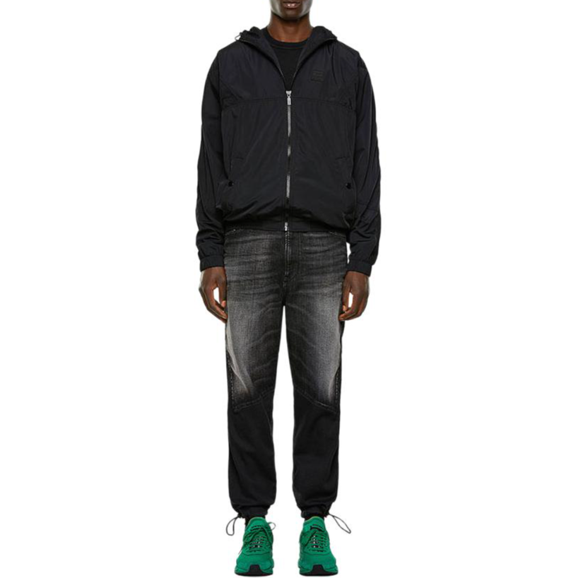 Purchase Diesel Black Hoodie Jacket with Drawstring, Logo, and Mesh Lining A13377RLAPH9XX