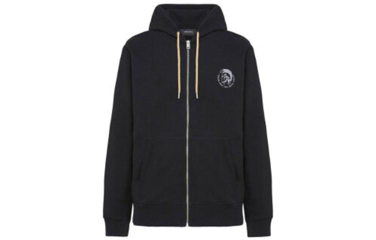 Diesel Black Hoodie Jacket with Graphic Print 00SE8M-0CAND-900