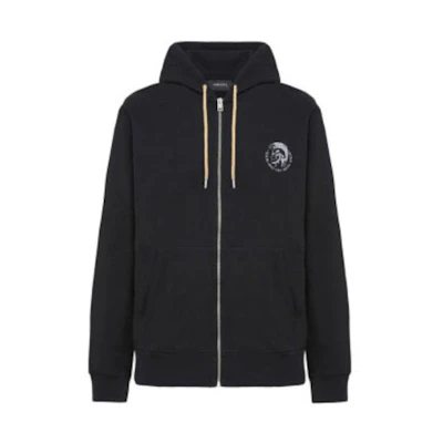 Diesel Black Hoodie Jacket with Graphic Print 00SE8M-0CAND-900