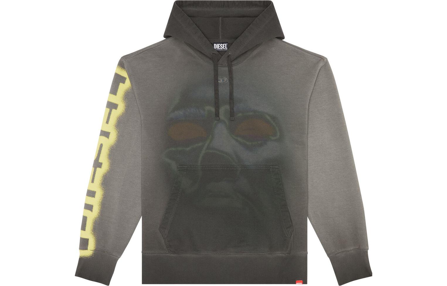 Diesel Black Hoodie with Character Letter Print A107200AJAP-900