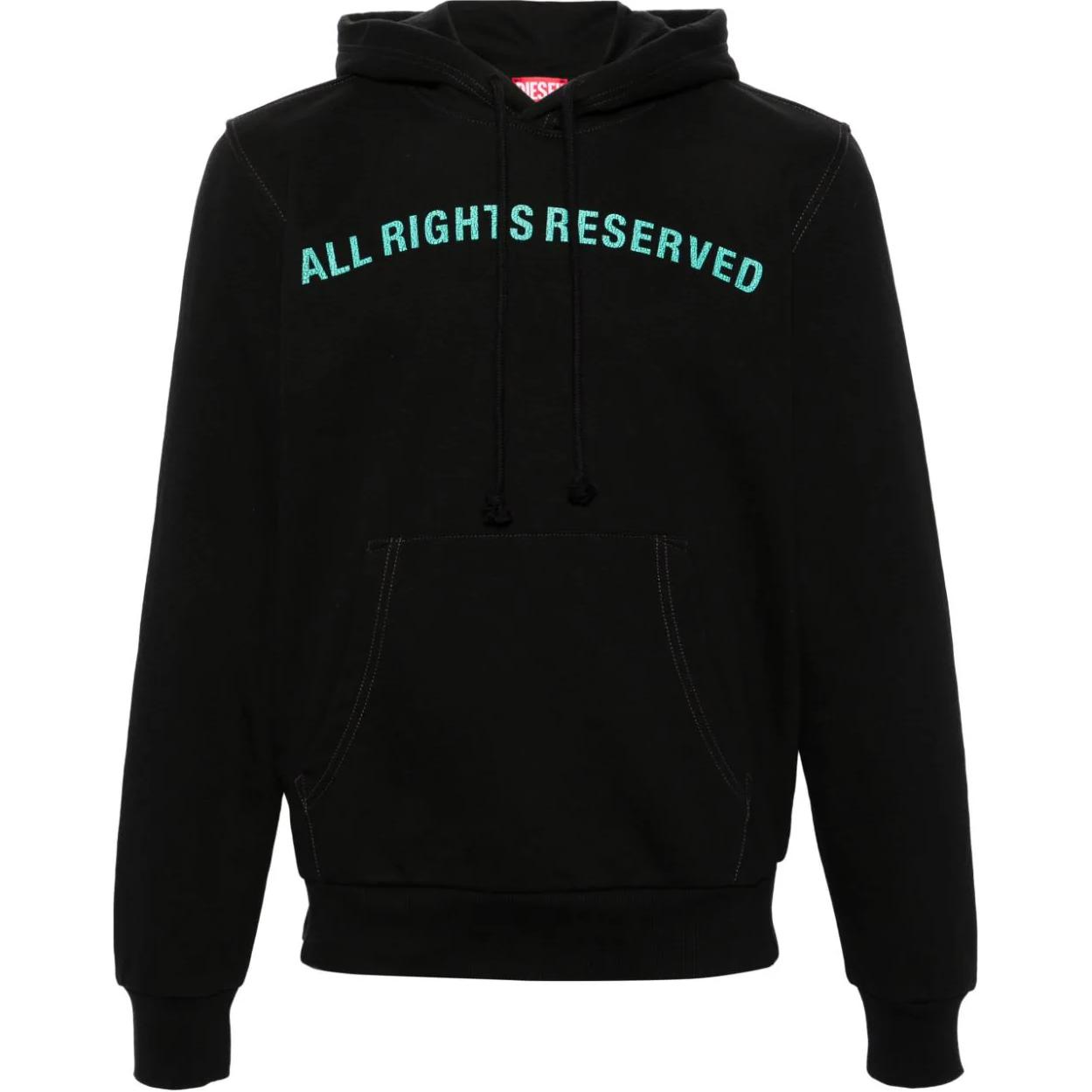 Diesel Black Hoodie with Letter and Number Print A125150HAYT-9XX