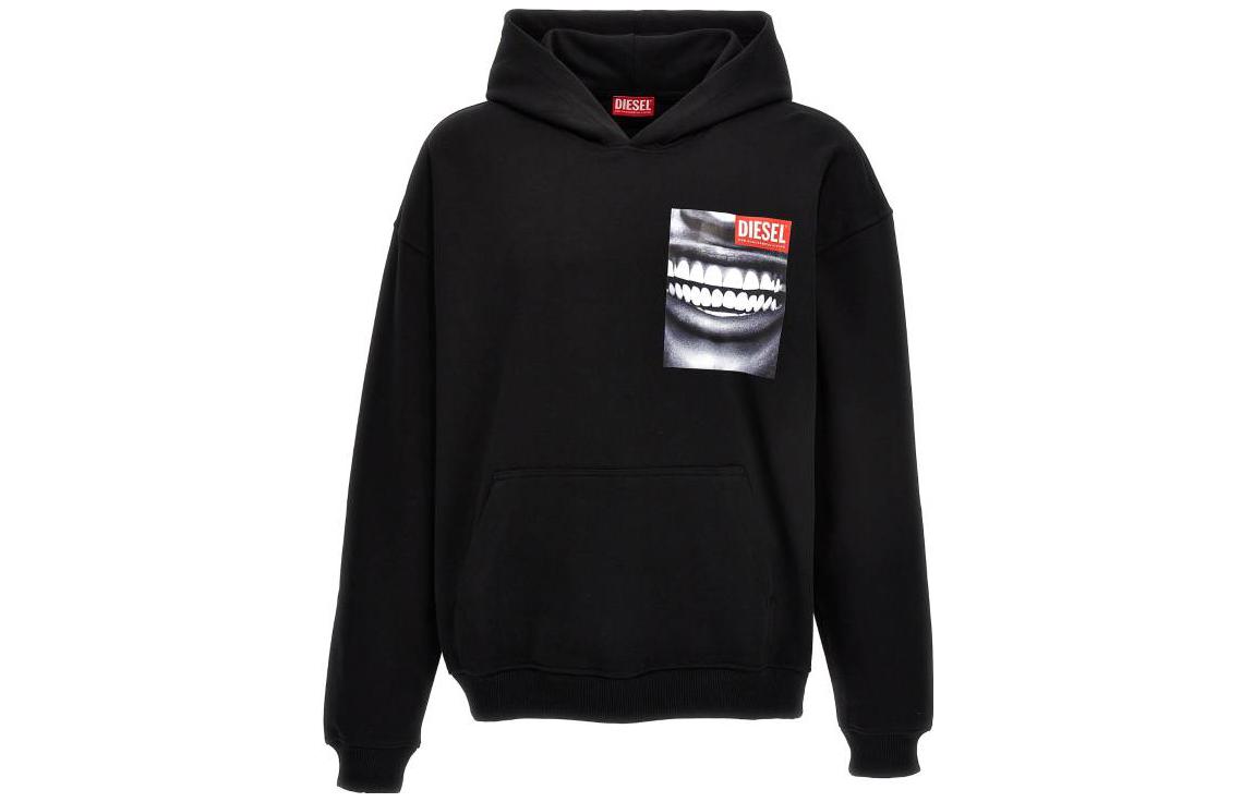 Diesel Black Hoodie with Letter Design A124820GGAU9XX