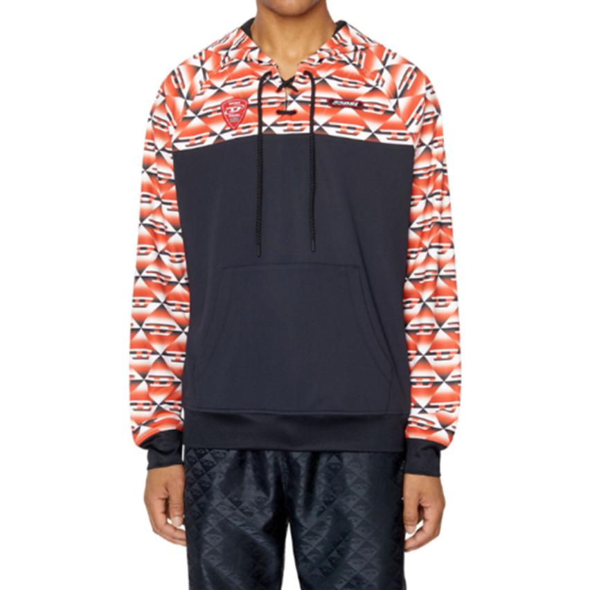 Diesel Black Hoodie with Letter Logo Print and Woven Seamless Design A066180TEAV