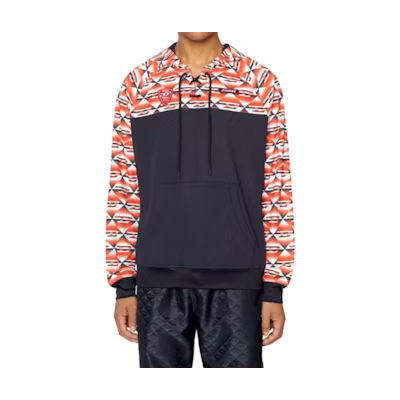 Diesel Black Hoodie with Letter Logo Print and Woven Seamless Design A066180TEAV