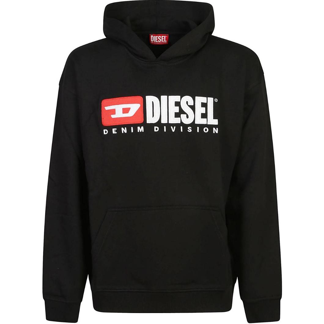 Diesel Black Hoodie with Letter Print, Loose Fit Pullover A149450GEAD-9XX
