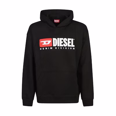 Diesel Black Hoodie with Letter Print, Loose Fit Pullover A149450GEAD-9XX