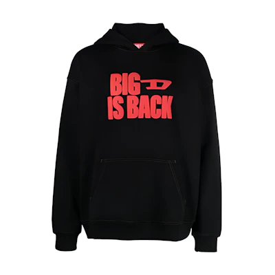 Diesel Black Hoodie with Letter Print and Drop Shoulder Design A121150BMAS-BLACK
