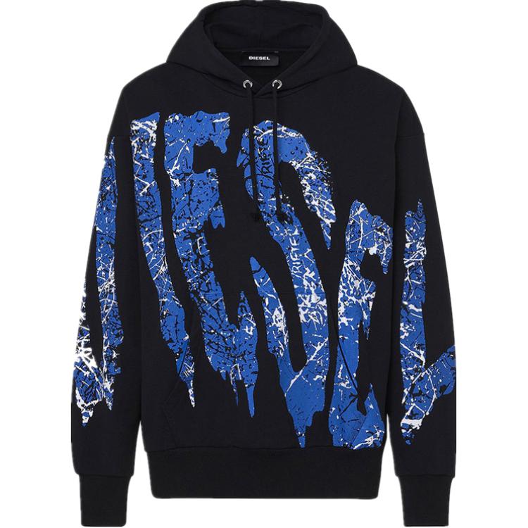 Diesel Black Hoodie with Letter Print Design A002830KAXU