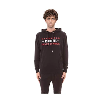 Diesel Black Hoodie with Letter Print Design A003250HAYT-9XX