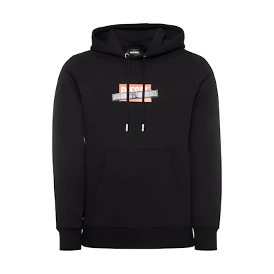 Diesel Black Hoodie with Letter Print Long Sleeve Casual Pullover 00SGUW0KAXU-9XX