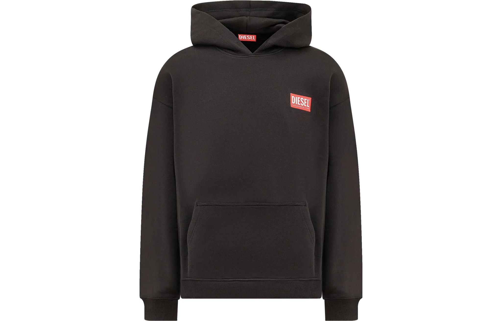 Diesel Black Hoodie with Logo Print and Relaxed Fit Long Sleeves A115920ILAC-9XX