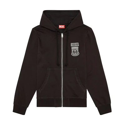 Diesel Black Hoodie with Logo Print and Zip A115540HAYT-9XX