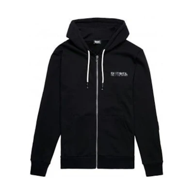 Diesel Black Hoodie with Logo Print and Zipper Closure 00SHG00QCAX-900