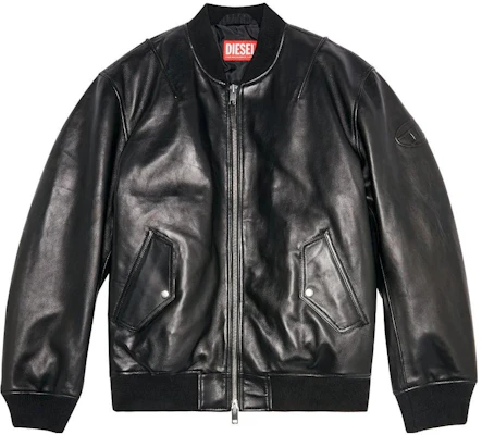 Diesel Black Leather Zip-Up Padded Long Sleeve Jacket A106760HJAC Buy Diesel Black Leather Zip-Up Padded Long Sleeve Jacket A106760HJAC