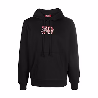 Diesel Black Letter-Number Drawstring Hoodie Pullover Sweater A110650HAYT-BLACK