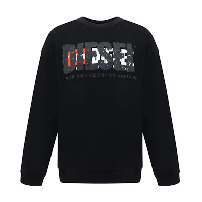 Diesel Black Letter Print Oversized Crewneck Long Sleeve Sweatshirt A117780IAJH-9XX