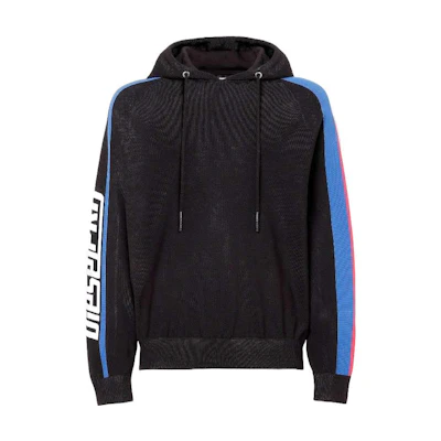 Diesel Black Letter Printed Striped Pullover Hoodie A017630JBAQ9XX