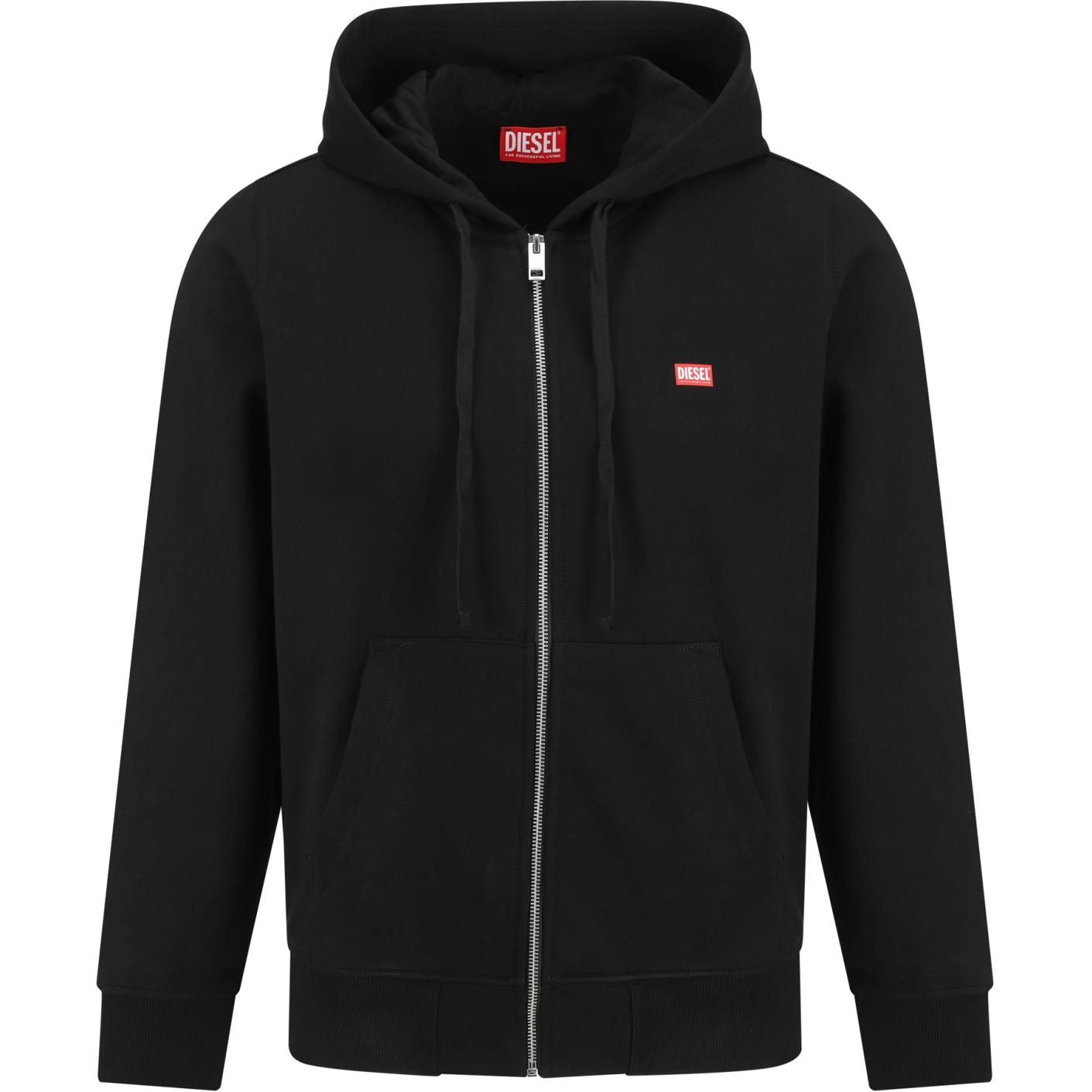 Diesel Black Logo-Print Hooded Drawstring Zip-Up Jacket A148330HAYT-9XX