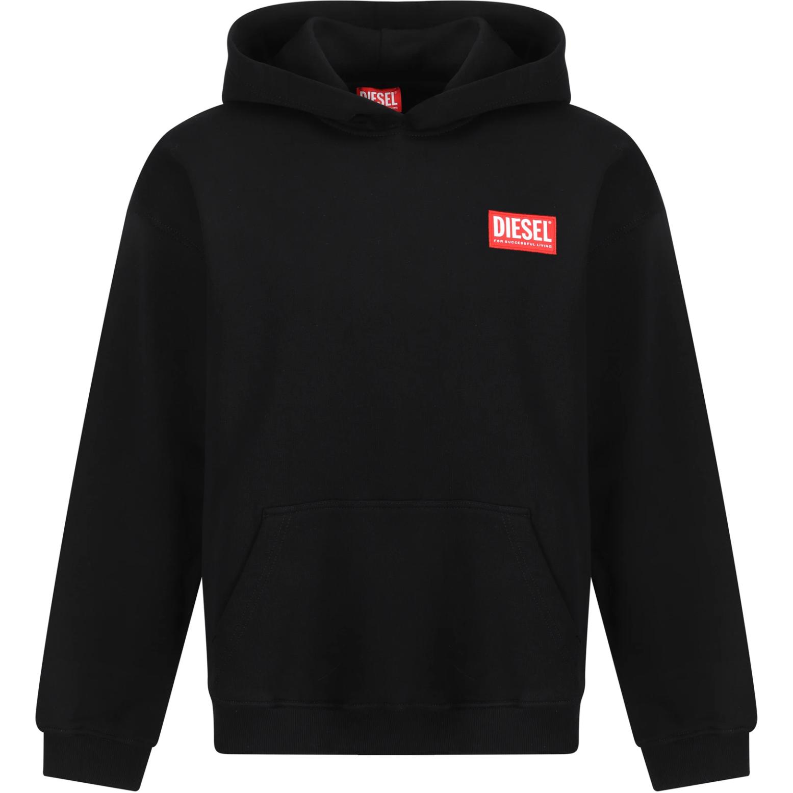 Diesel Black Logo Hoodie with Letter Emblem Design A149490ILAC-9XX