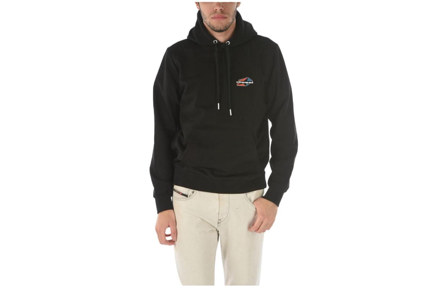 Diesel Black Logo Patch Pullover Hoodie A007950HAYT9XX