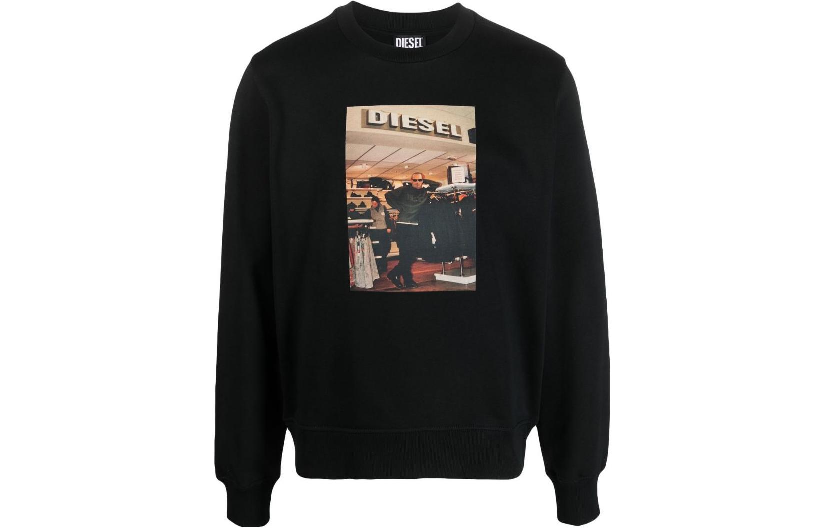 Diesel Black Loose Fit Graphic Print Long Sleeve Sweatshirt A094980EJAB900