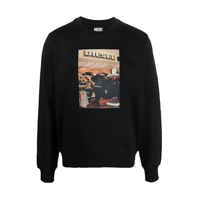 Diesel Black Loose Fit Graphic Print Long Sleeve Sweatshirt A094980EJAB900