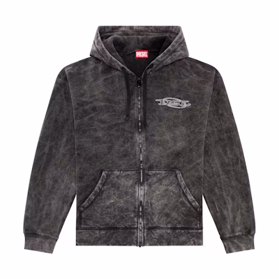 Diesel Black Marble Washed Terry Zip Hoodie Jacket A121280WGAI-9XX