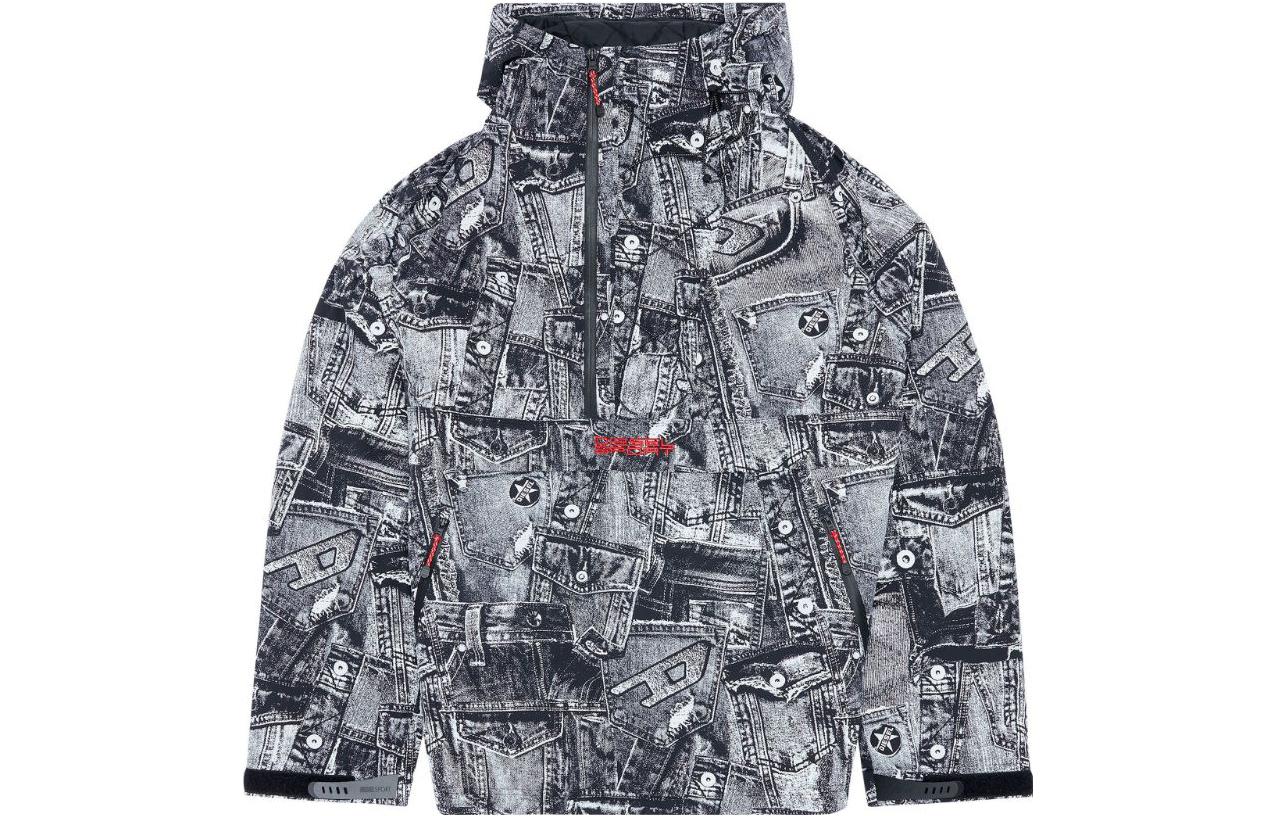 Diesel Black Print Hoodie Loose-Fit Long-Sleeve Jacket A113540BLAS-900