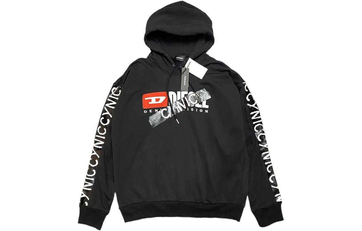 Diesel Black Printed Drawstring Hoodie Pullover Long Sleeve 00SVDN0CATK-900