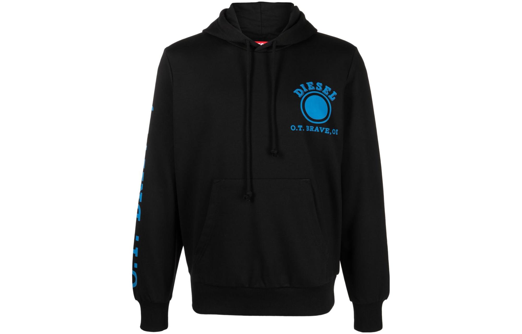 Diesel Black Printed Pullover Hoodie with Long Sleeves A110610HAYT-BLACK