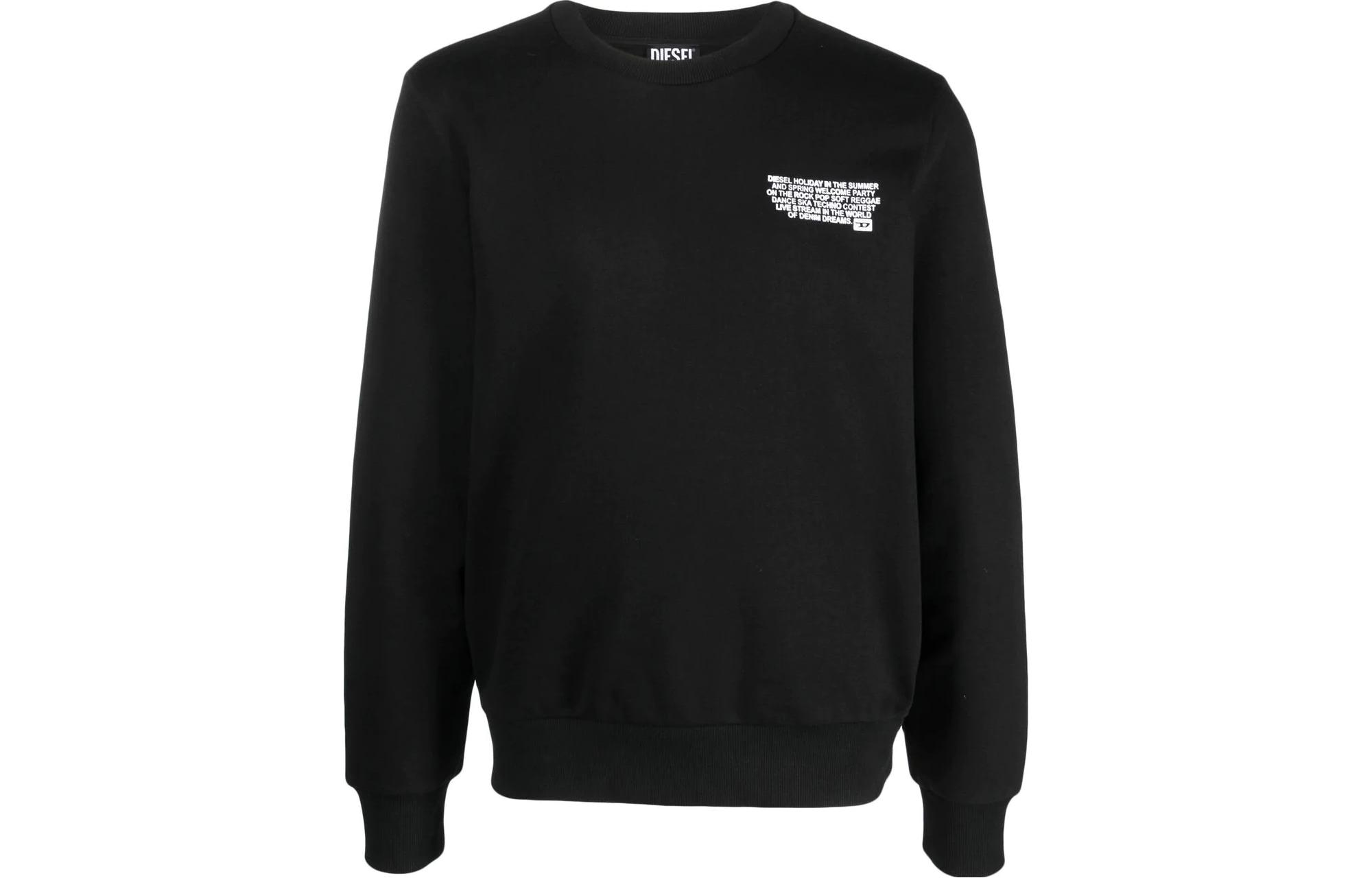 Diesel Black Pullover Sweatshirt with Letter Print Long Sleeves A086840HAYT-9XX