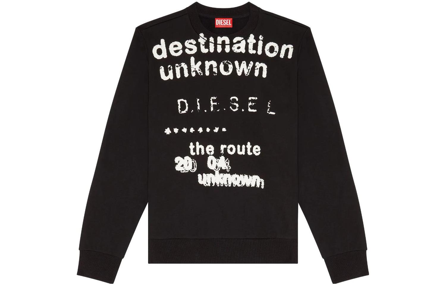 Diesel Black Pullover Sweatshirt with Lettering Print A110540HAYT