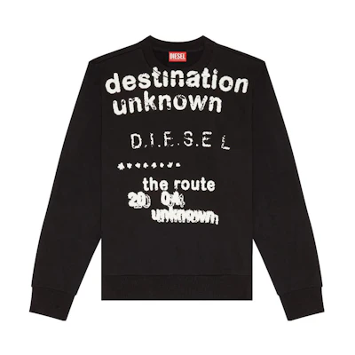 Diesel Black Pullover Sweatshirt with Lettering Print A110540HAYT