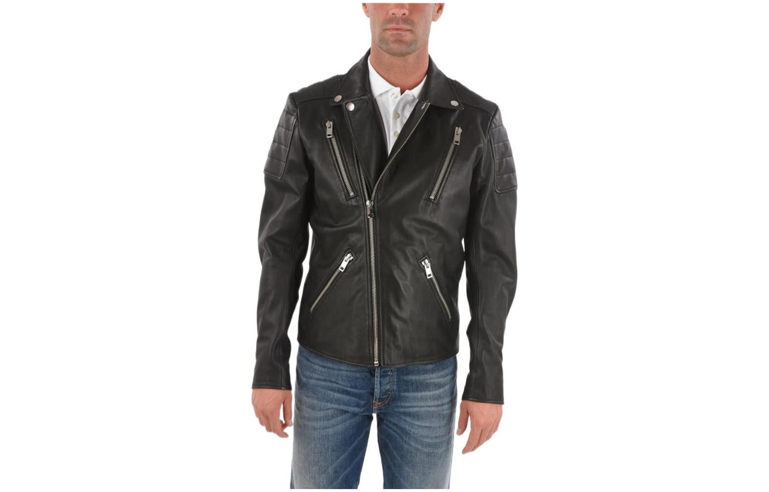 Diesel Black Solid Leather Straight-Cut Jacket 00SSWLRTAUH900