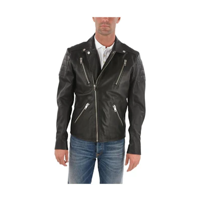 Diesel Black Solid Leather Straight-Cut Jacket 00SSWLRTAUH900