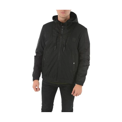 Diesel Black Solid Logo Hoodie Jacket with Zipper Adjustment A009800ABAJ9XX