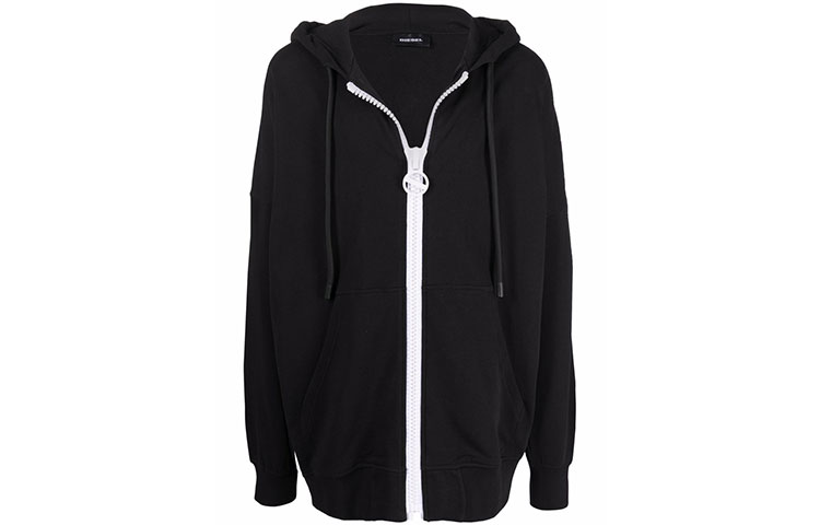 Diesel Black Solid Zip-Up Loose Fit Hoodie Jacket A021960EDAJ9XX