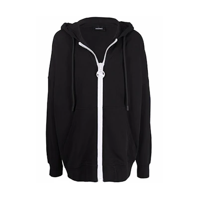 Diesel Black Solid Zip-Up Loose Fit Hoodie Jacket A021960EDAJ9XX