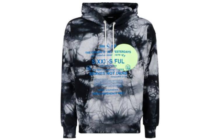 Diesel Black Tie-Dye Print Drawstring Hooded Sweatshirt A000790PAZQ900A