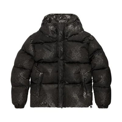 Diesel Black Vintage Hooded Puffer Jacket with Solid Print Design A104890DNAU-9XX