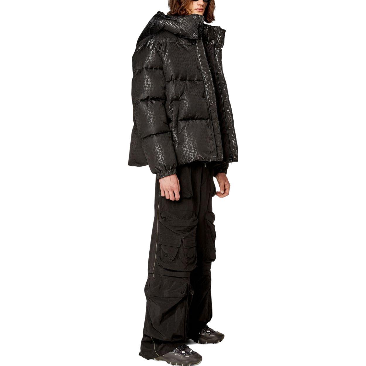 Diesel Black Vintage Hooded Puffer Jacket with Solid Print Design A104890DNAU-9XX 圖 3