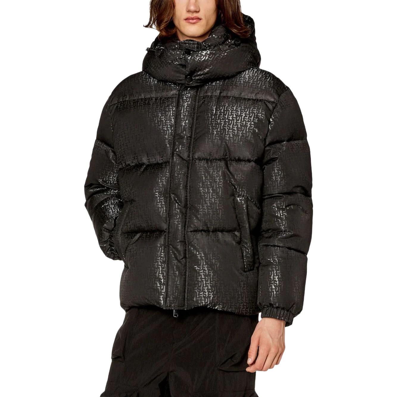 Diesel Black Vintage Hooded Puffer Jacket with Solid Print Design A104890DNAU-9XX 圖 5