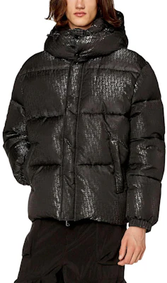 Diesel Black Vintage Hooded Puffer Jacket with Solid Print Design A104890DNAU-9XX Purchase Diesel Black Vintage Hooded Puffer Jacket with Solid Print Design A104890DNAU-9XX